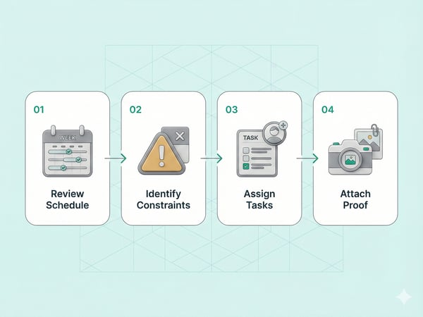 Update weekly (minimum) and use the schedule to drive the next week’s plan