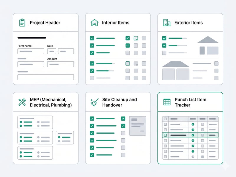 Construction Punch List Template: All 6 Sections