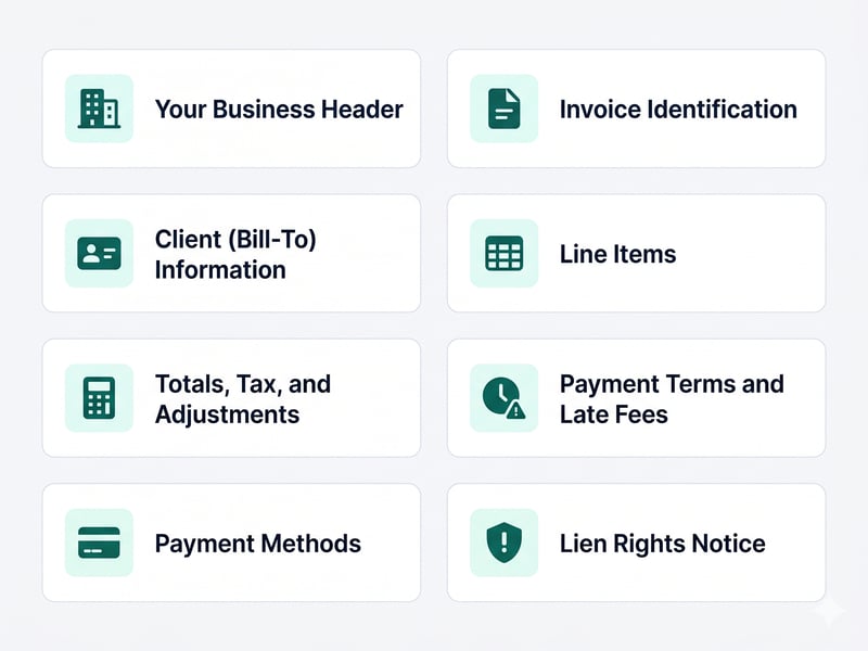 Contractor Invoice Template: All 8 Required Sections