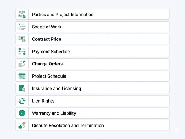 Construction Contract Template: All 10 Clauses