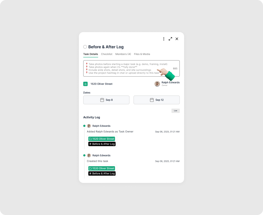 Step 1 - Create a Structured Before and After Log in TaskTag