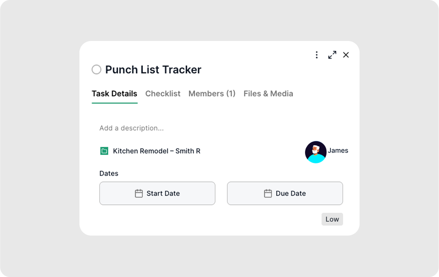 Step 2 - Create a Task for the Punch List
