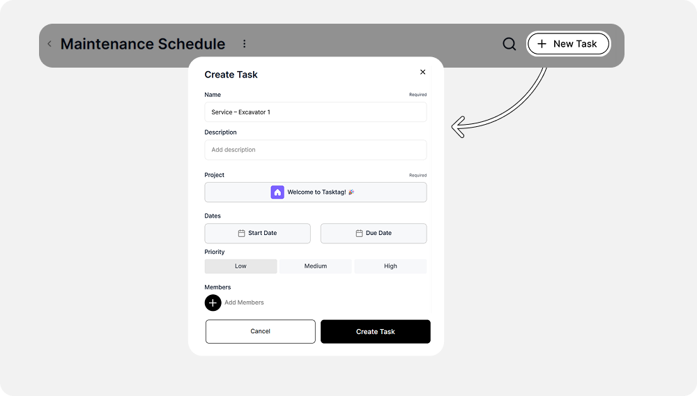 Step 2 - Log Each Machine or Vehicle as a Recurring Maintenance Task
