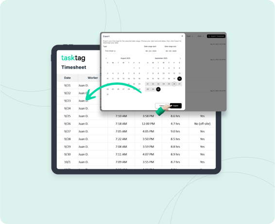 Step 4 - Export timesheets weekly (or anytime)