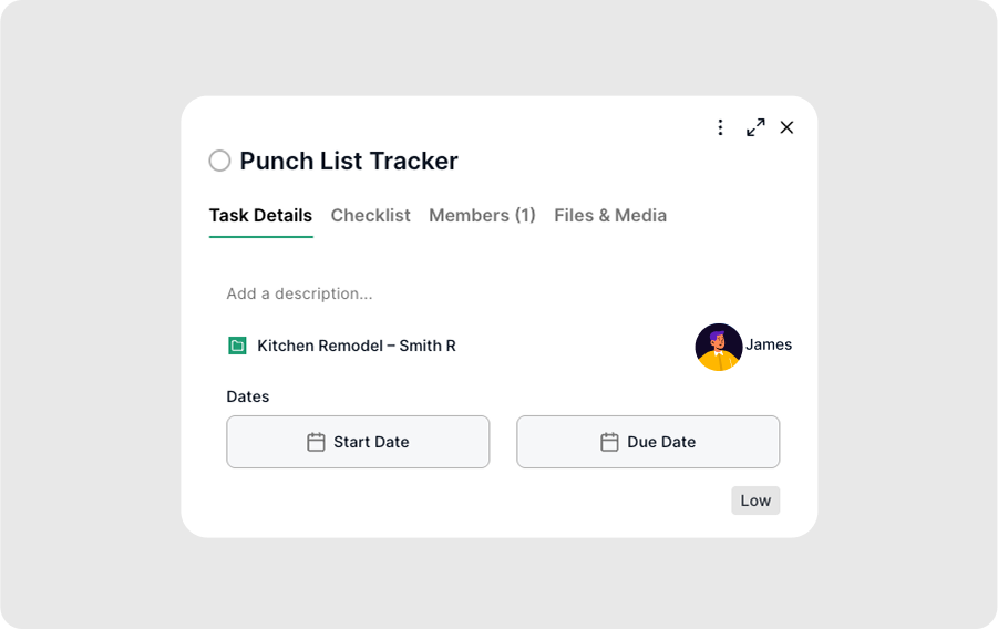 Step 2: Create a New Task for Your Punch List Items